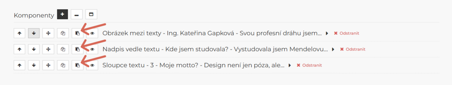 Pod touto ikonkou označíte komponentu ke kopírování.
